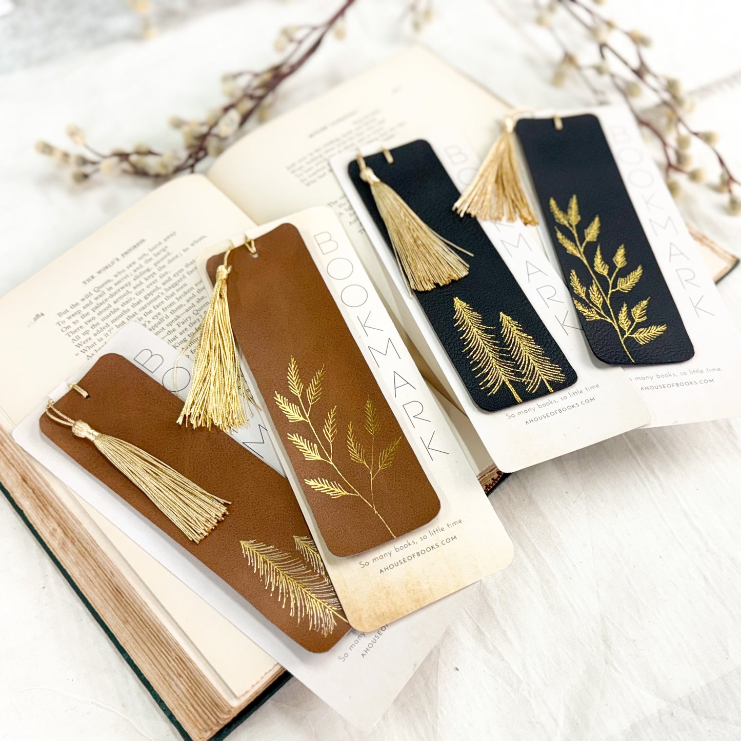 Leather Tassel Bookmarks — Trees