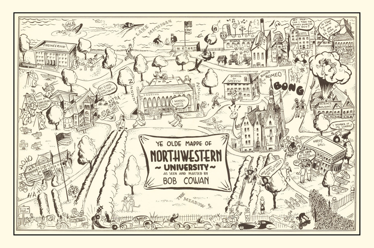 Vintage Map of Northwestern University, 1940