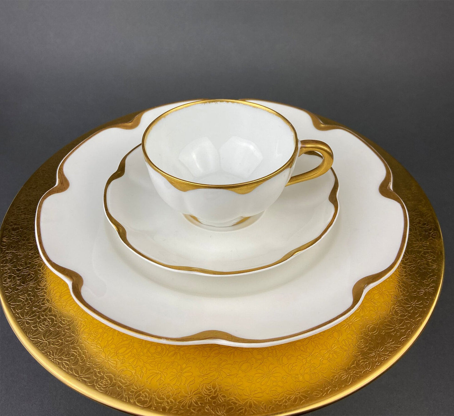 Wheeling Gold Cup and Saucer with Gilded Czech Plate