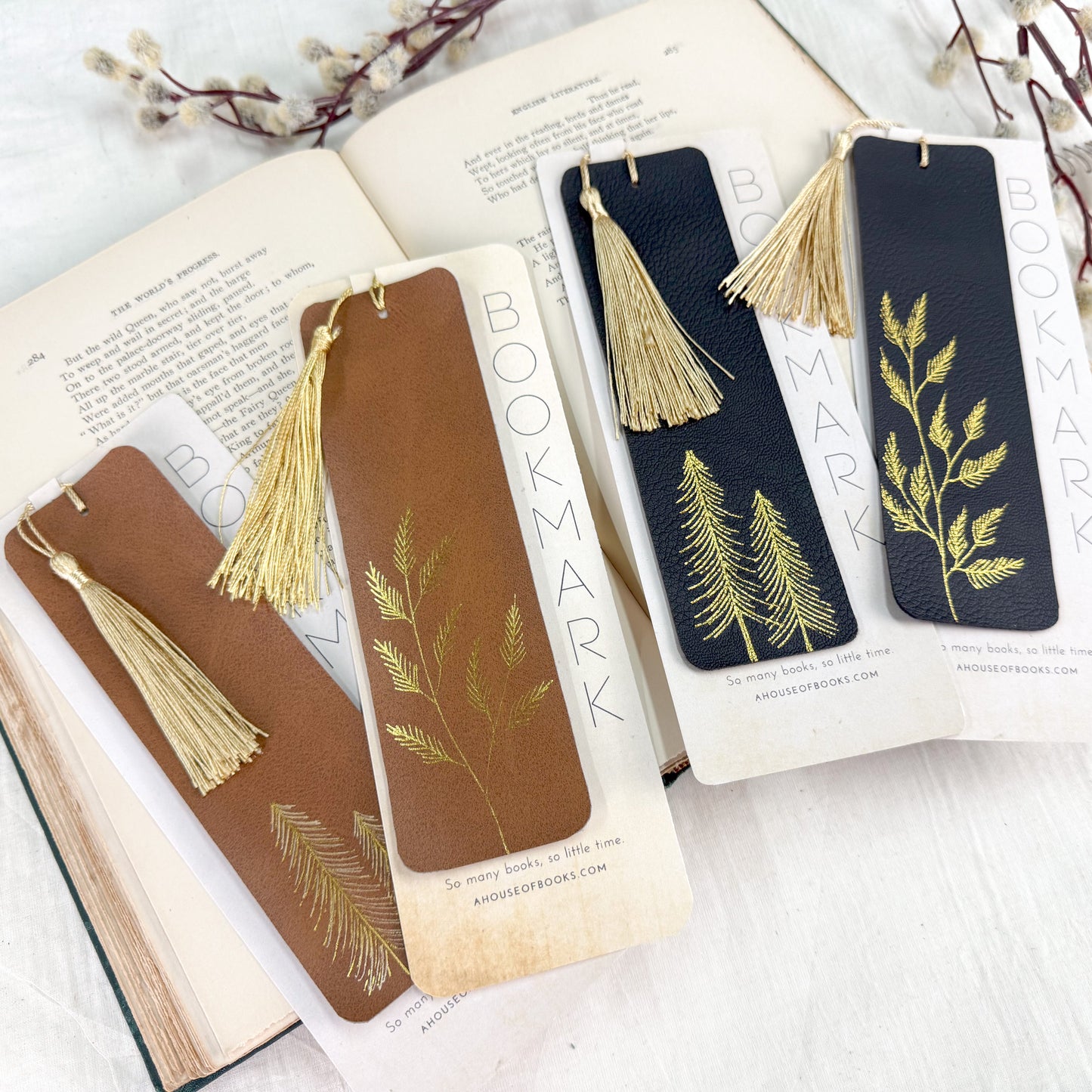 Leather Tassel Bookmarks — Trees