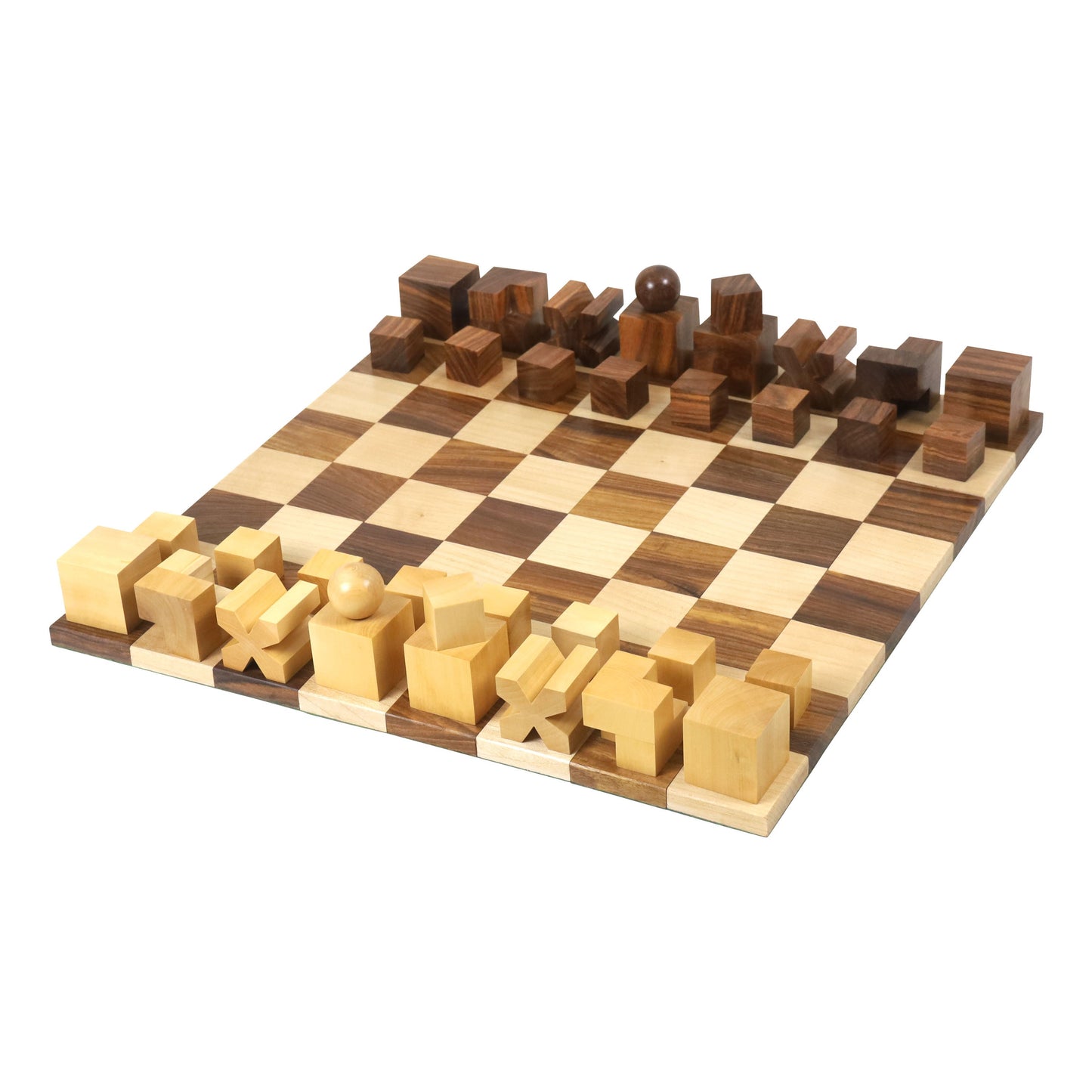 Reproduced 1923 Bauhaus chess pieces Only set -Golden Rosewood & Boxwood-2" King