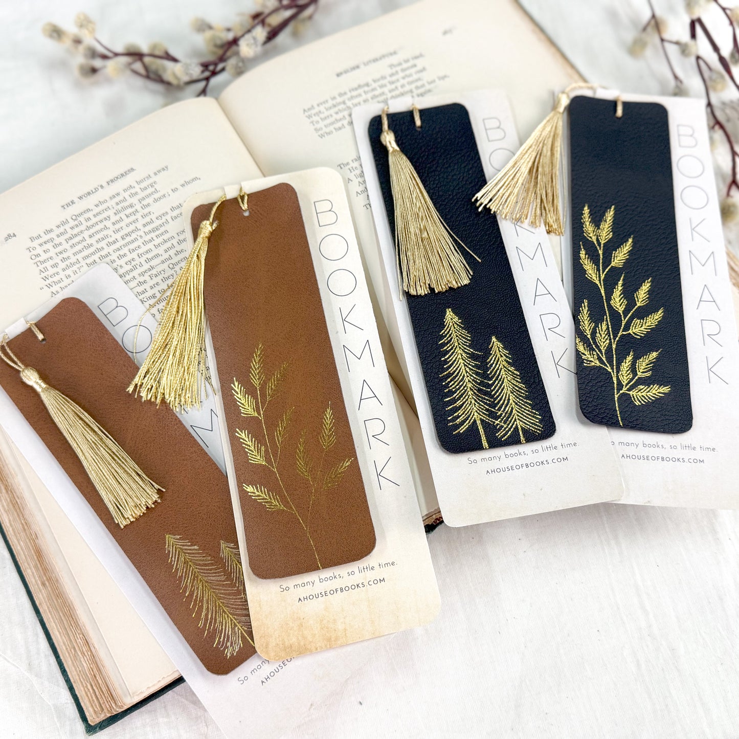 Leather Tassel Bookmarks — Trees