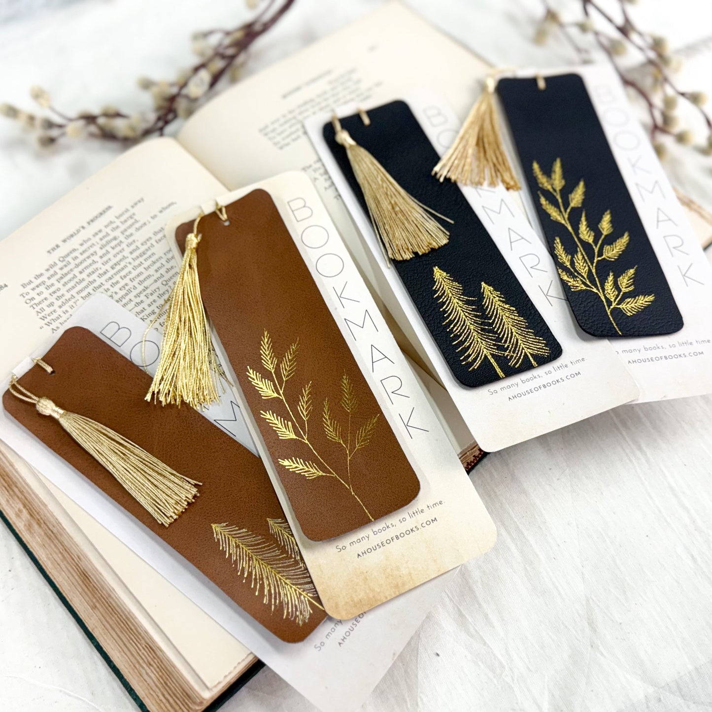 Leather Tassel Bookmarks — Trees