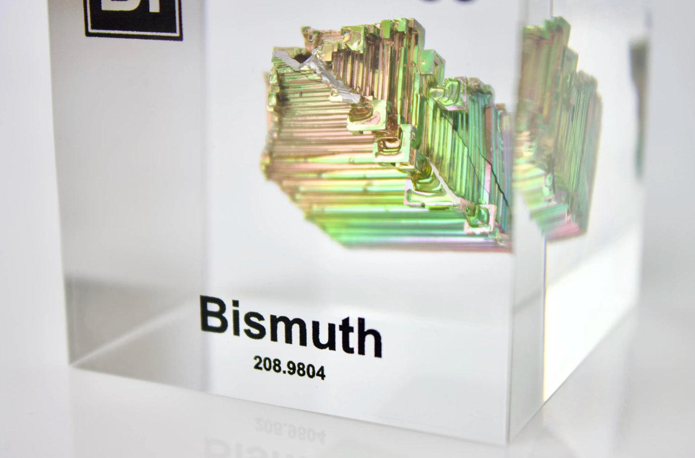 Bismuth Crystal in Lucite