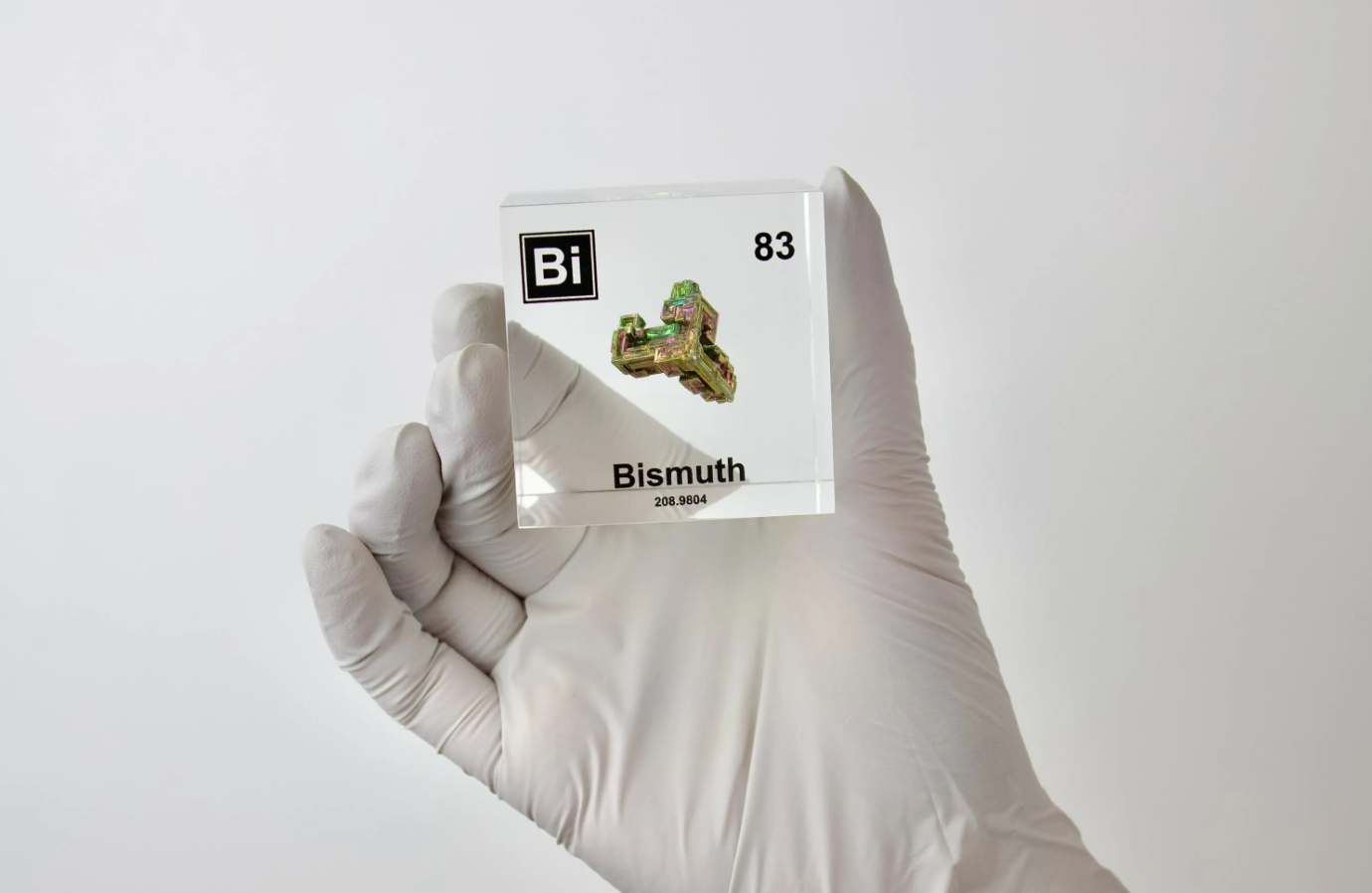 Bismuth Crystal in Lucite