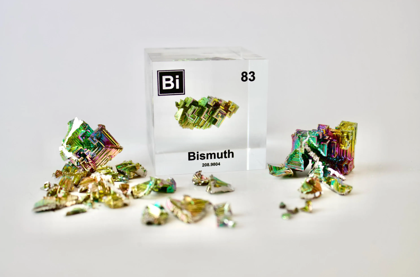 Bismuth Crystal in Lucite