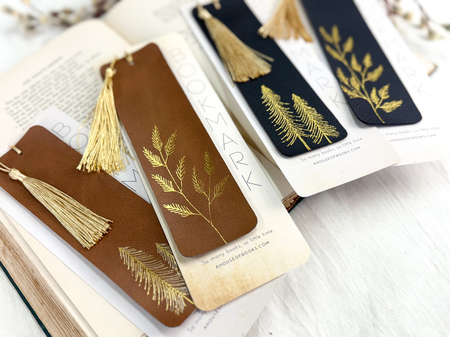 Leather Tassel Bookmarks — Trees