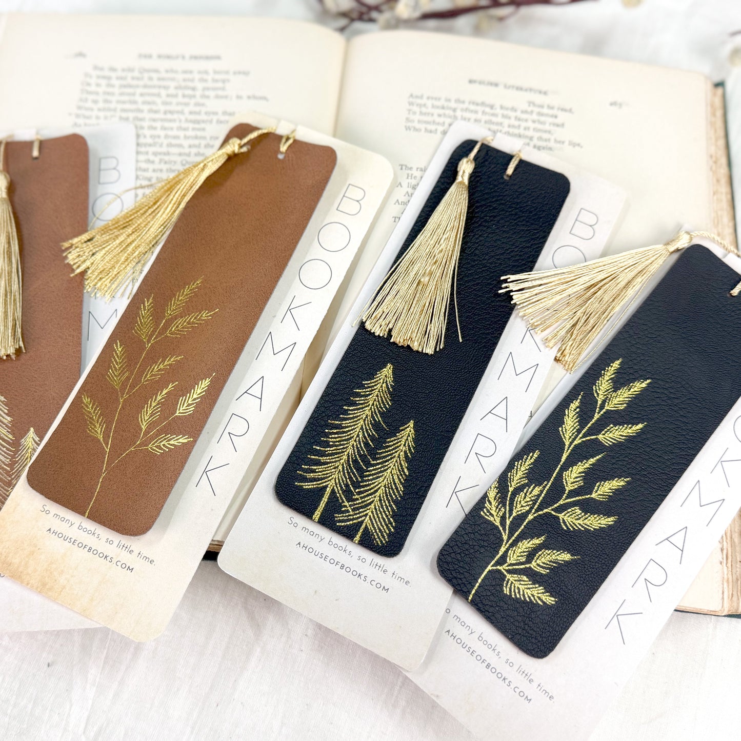 Leather Tassel Bookmarks — Trees