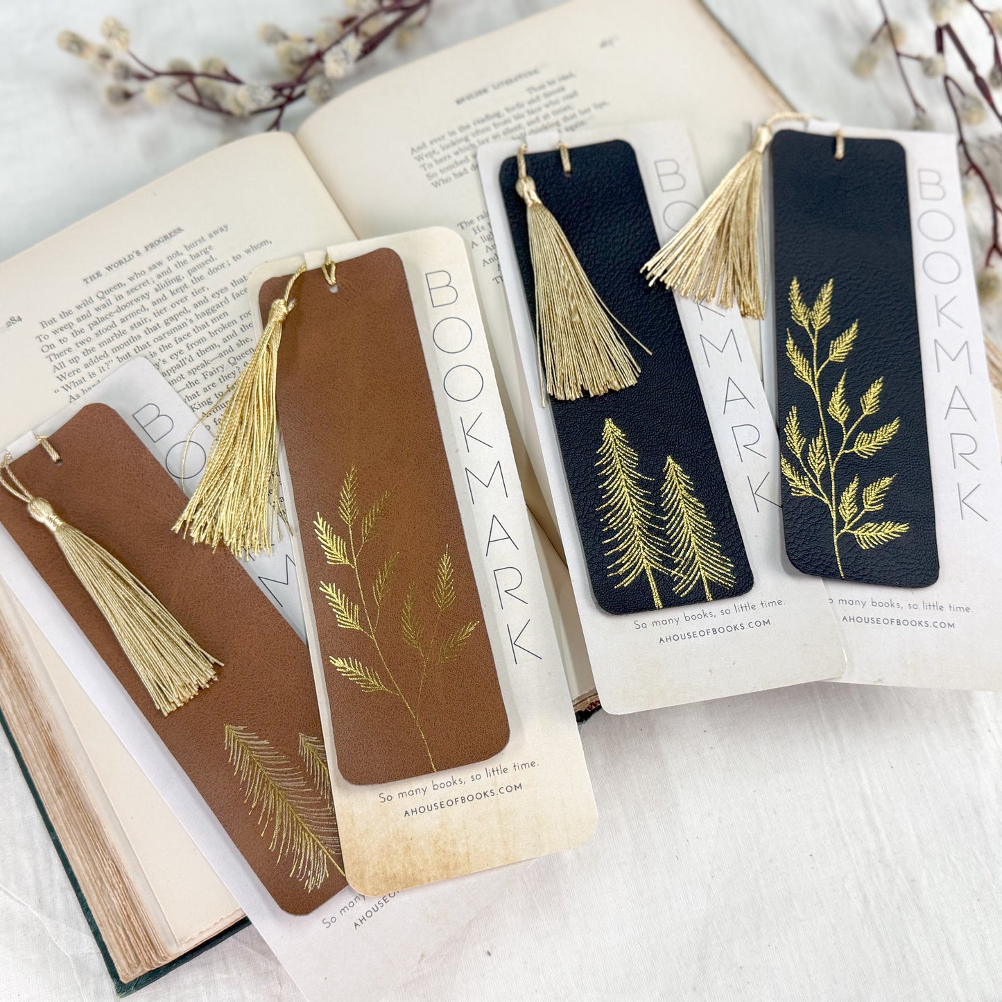 Leather Tassel Bookmarks — Trees