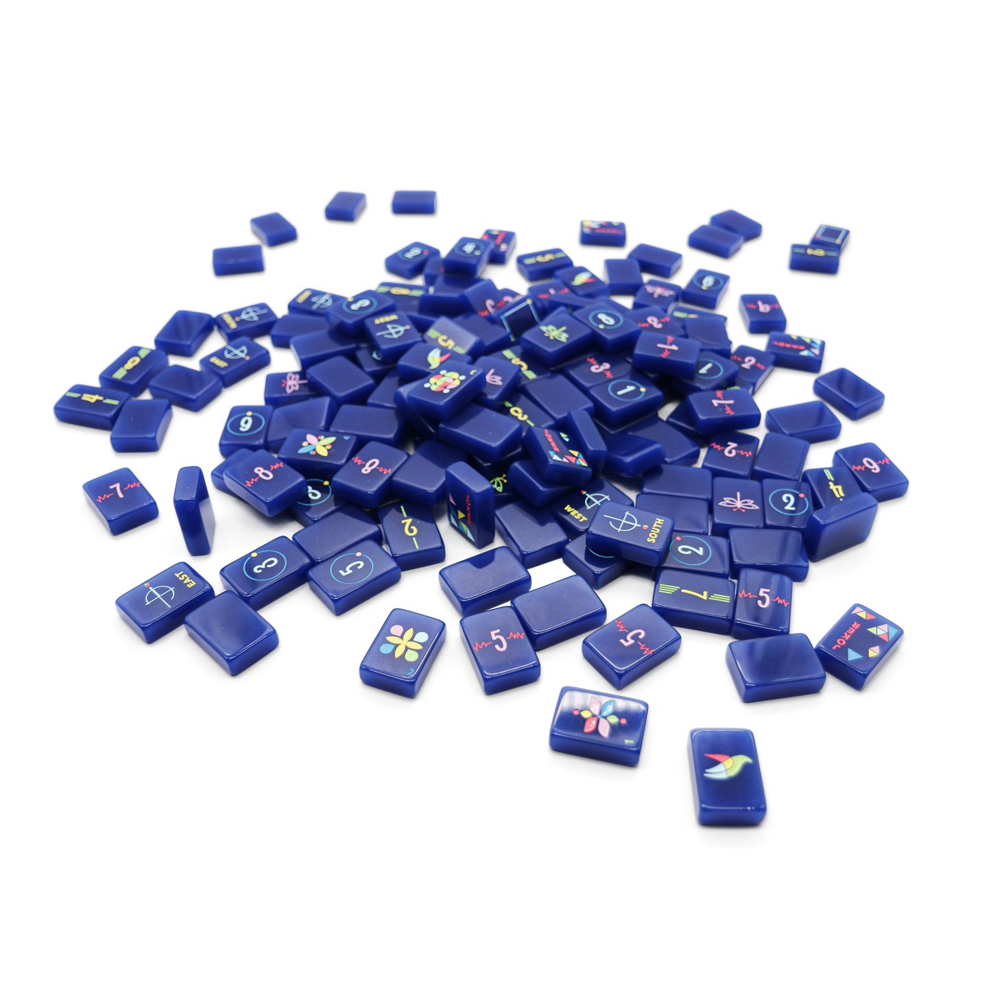 Navy Architectural Mahjong Tile Set
