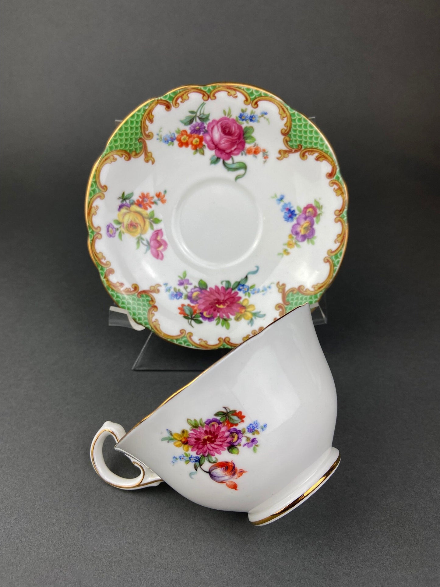 Aynsley Fine Bone China Cup and Saucer: Multi-Floral