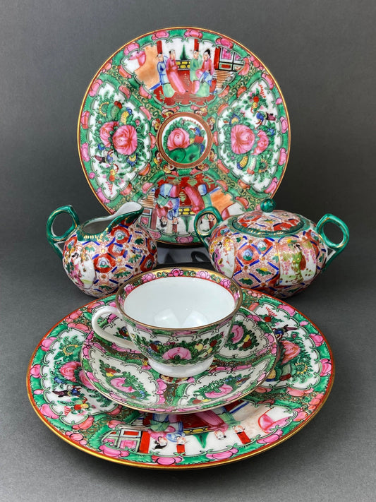 Rose Medallion Tea Service: Hand-Painted, Hong Kong