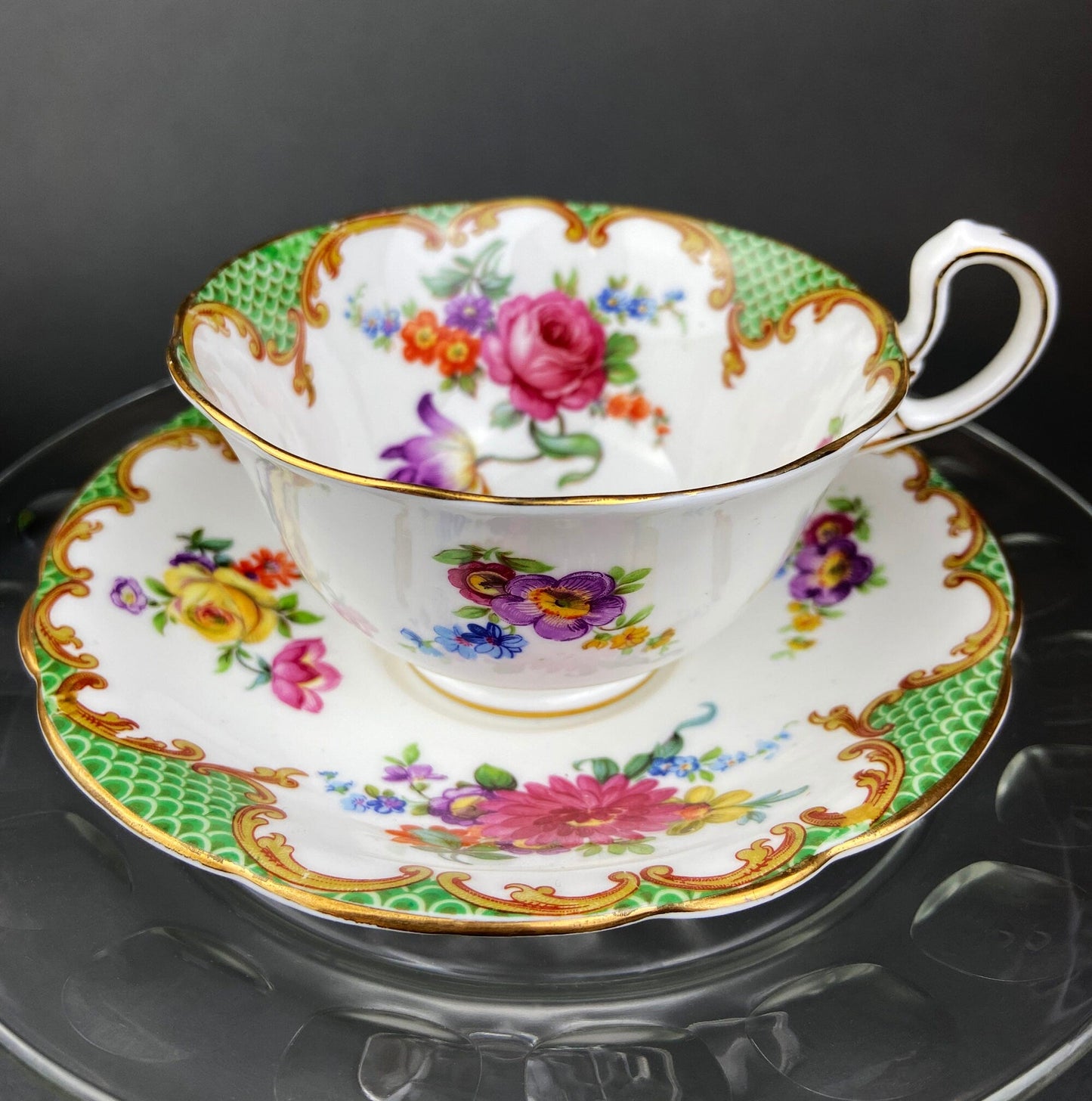 Aynsley Fine Bone China Cup and Saucer: Multi-Floral