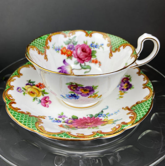 Aynsley Fine Bone China Cup and Saucer: Multi-Floral