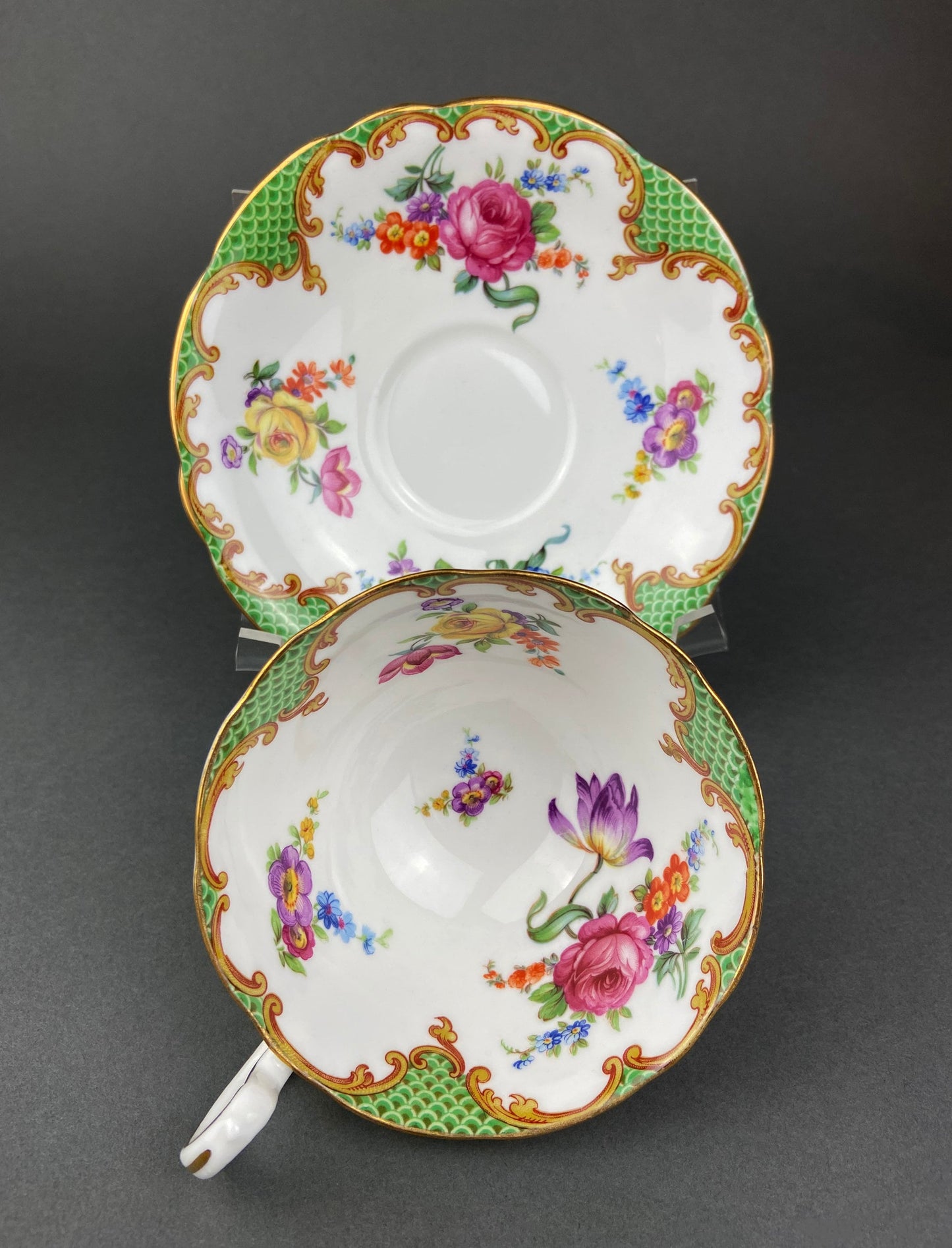 Aynsley Fine Bone China Cup and Saucer: Multi-Floral
