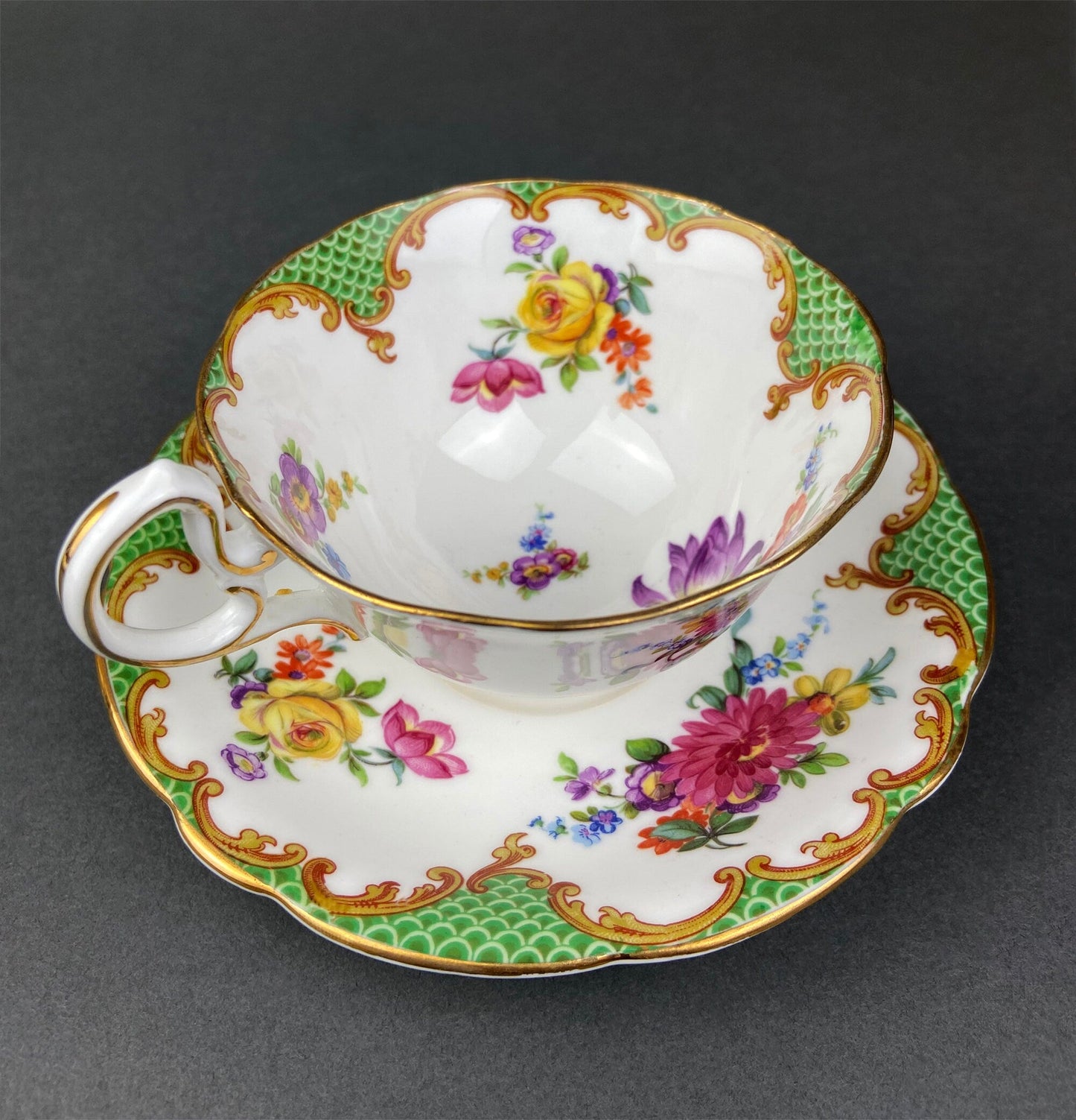 Aynsley Fine Bone China Cup and Saucer: Multi-Floral