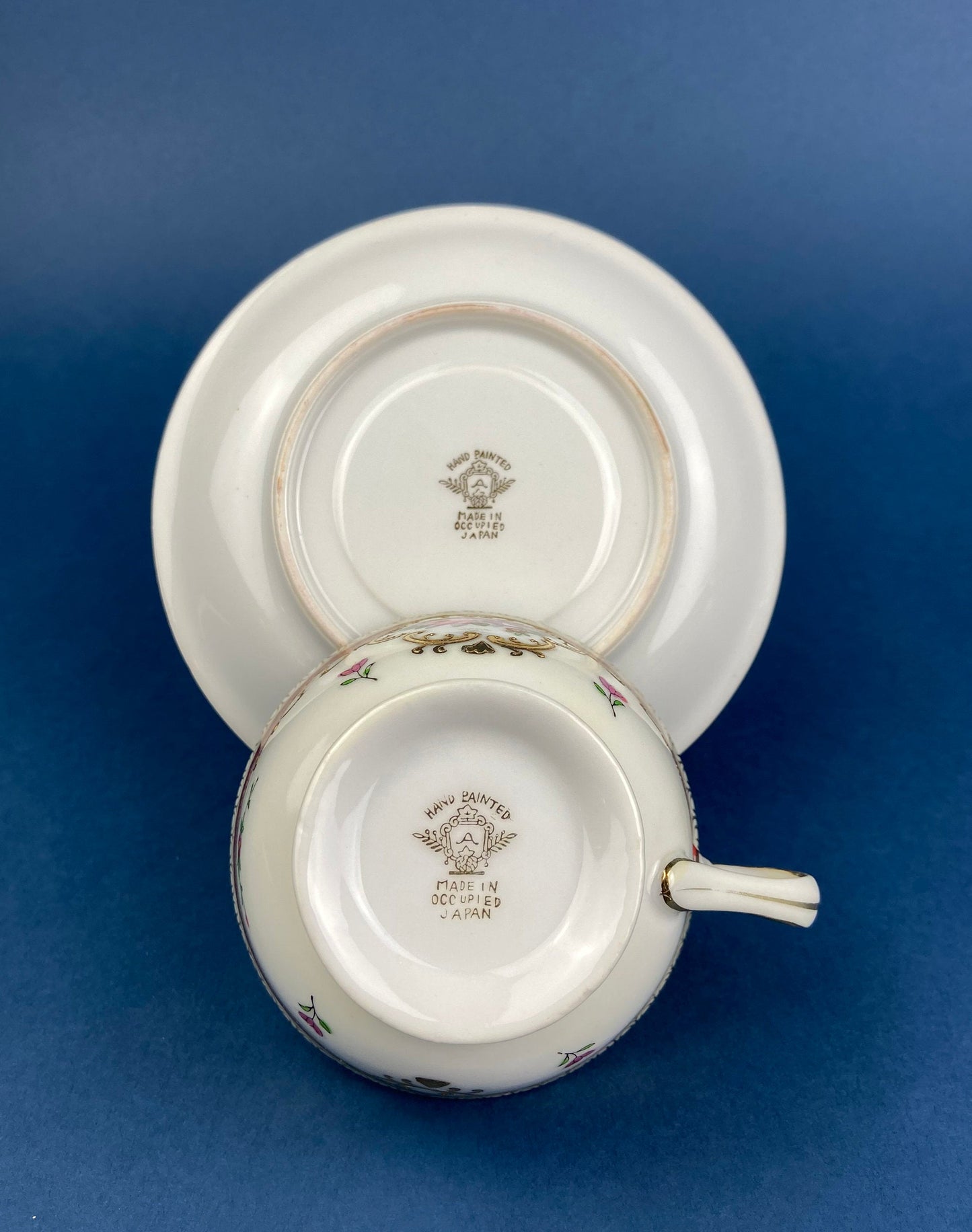 Vintage Teacup and Saucer — Hand Painted, Occupied Japan