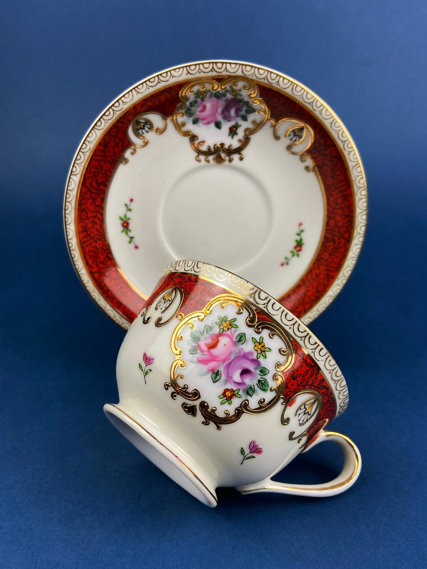 Vintage Teacup and Saucer — Hand Painted, Occupied Japan