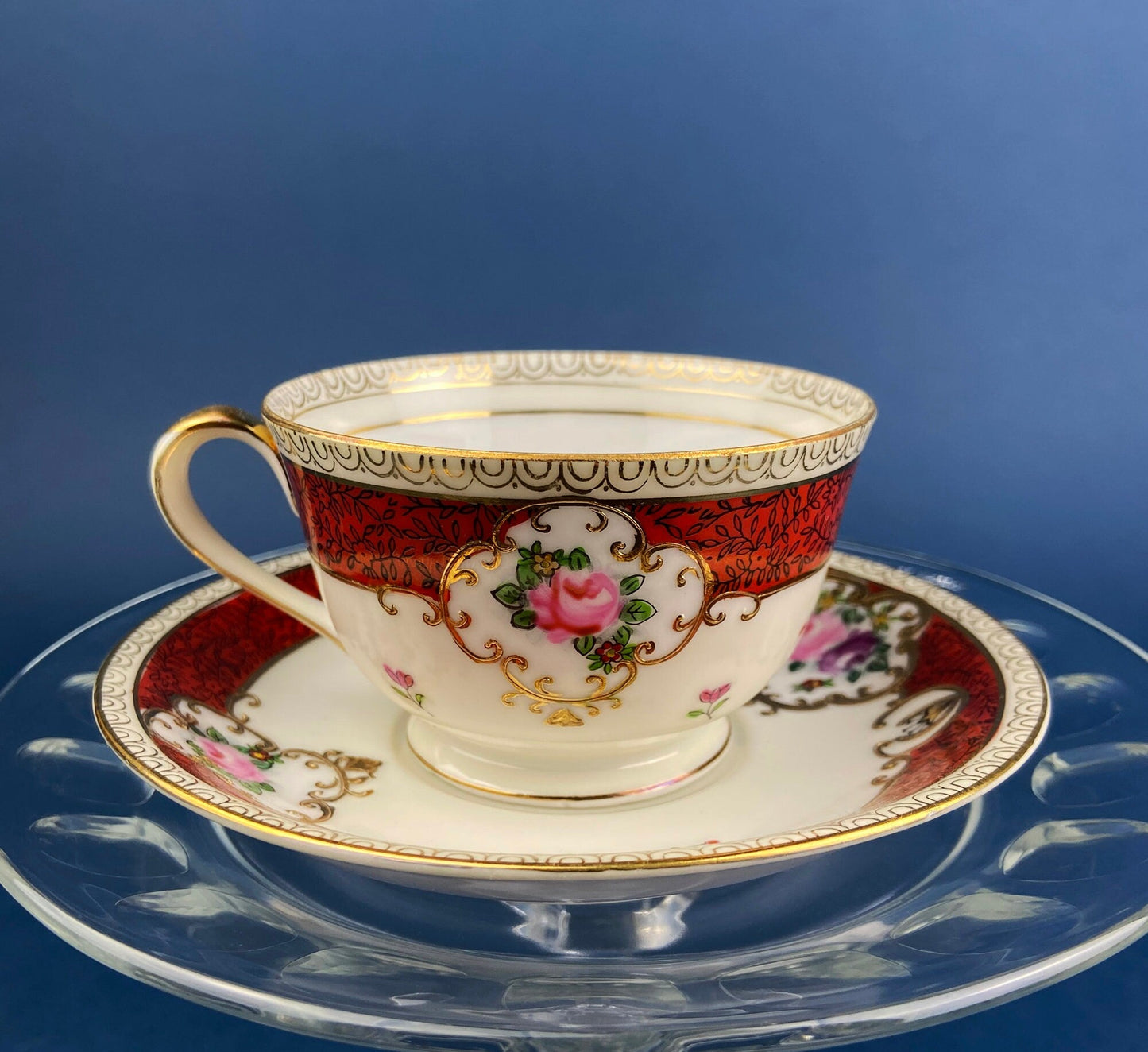 Vintage Teacup and Saucer — Hand Painted, Occupied Japan