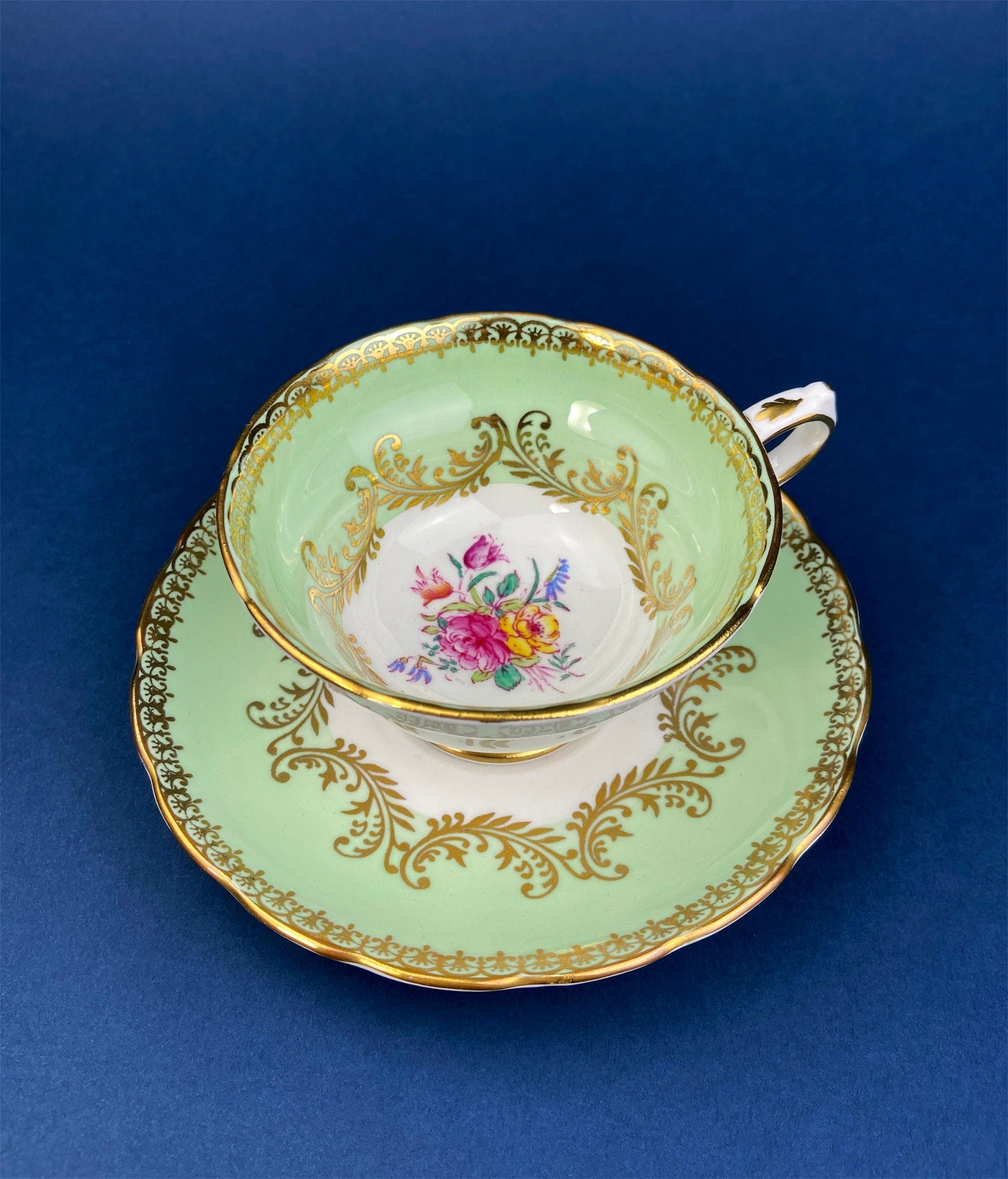 Grosvenor Fine Bone China Cup and Saucer: Mint Green