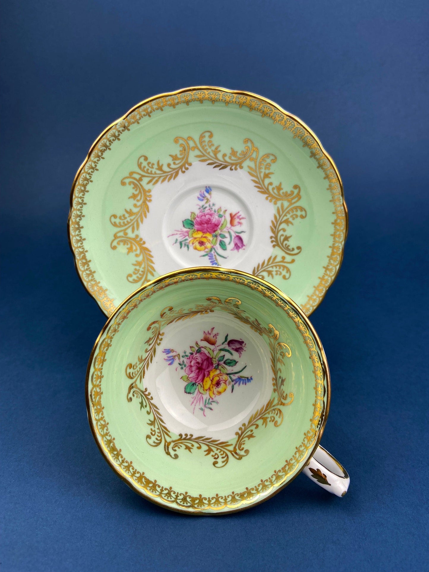 Grosvenor Fine Bone China Cup and Saucer: Mint Green