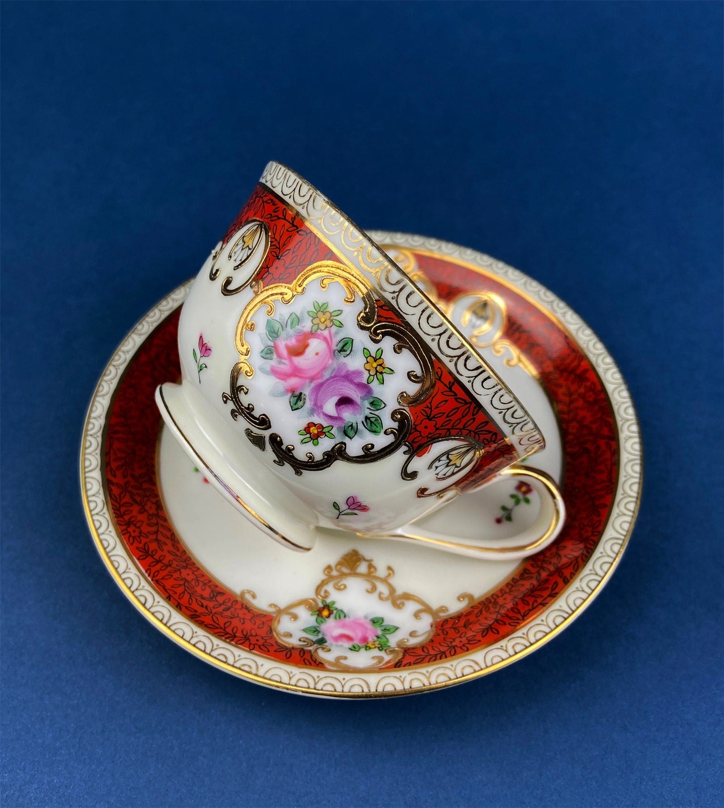 Vintage Teacup and Saucer — Hand Painted, Occupied Japan
