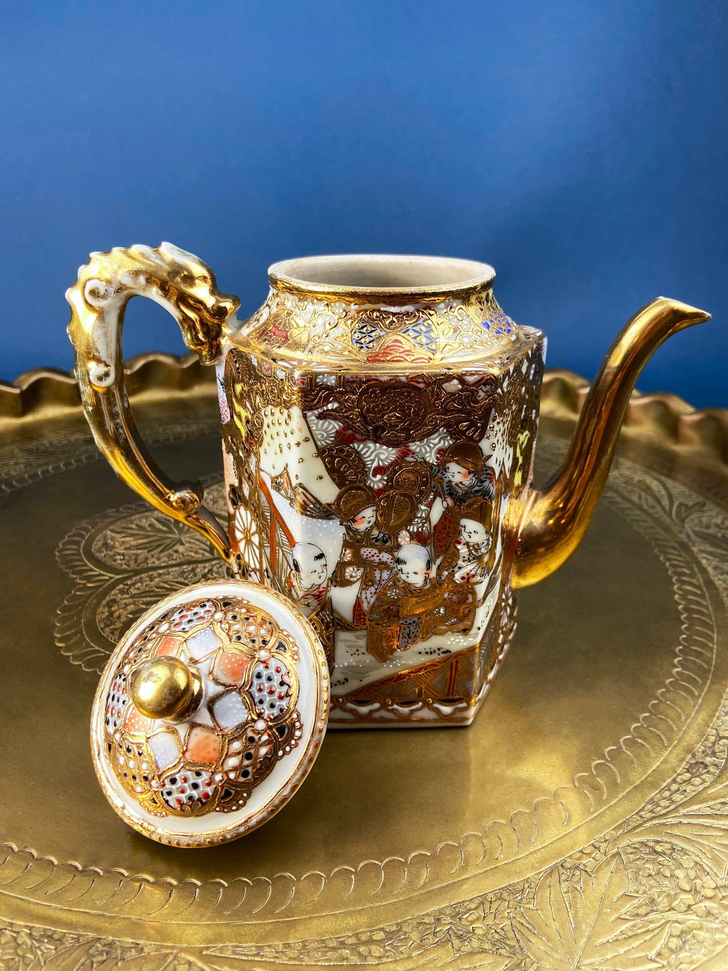 Antique Japanese Moriage Tea Service: Six Settings