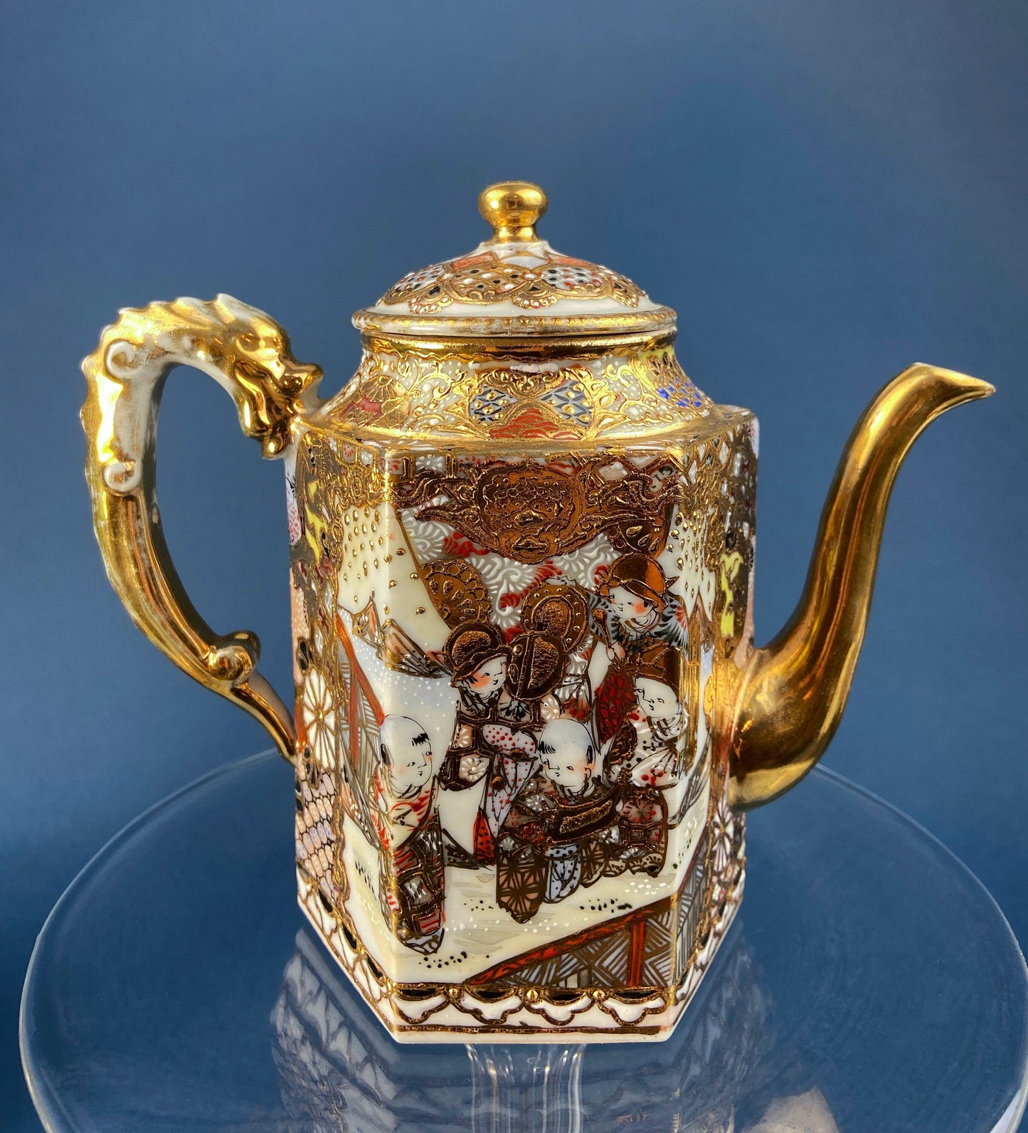 Antique Japanese Moriage Tea Service: Six Settings