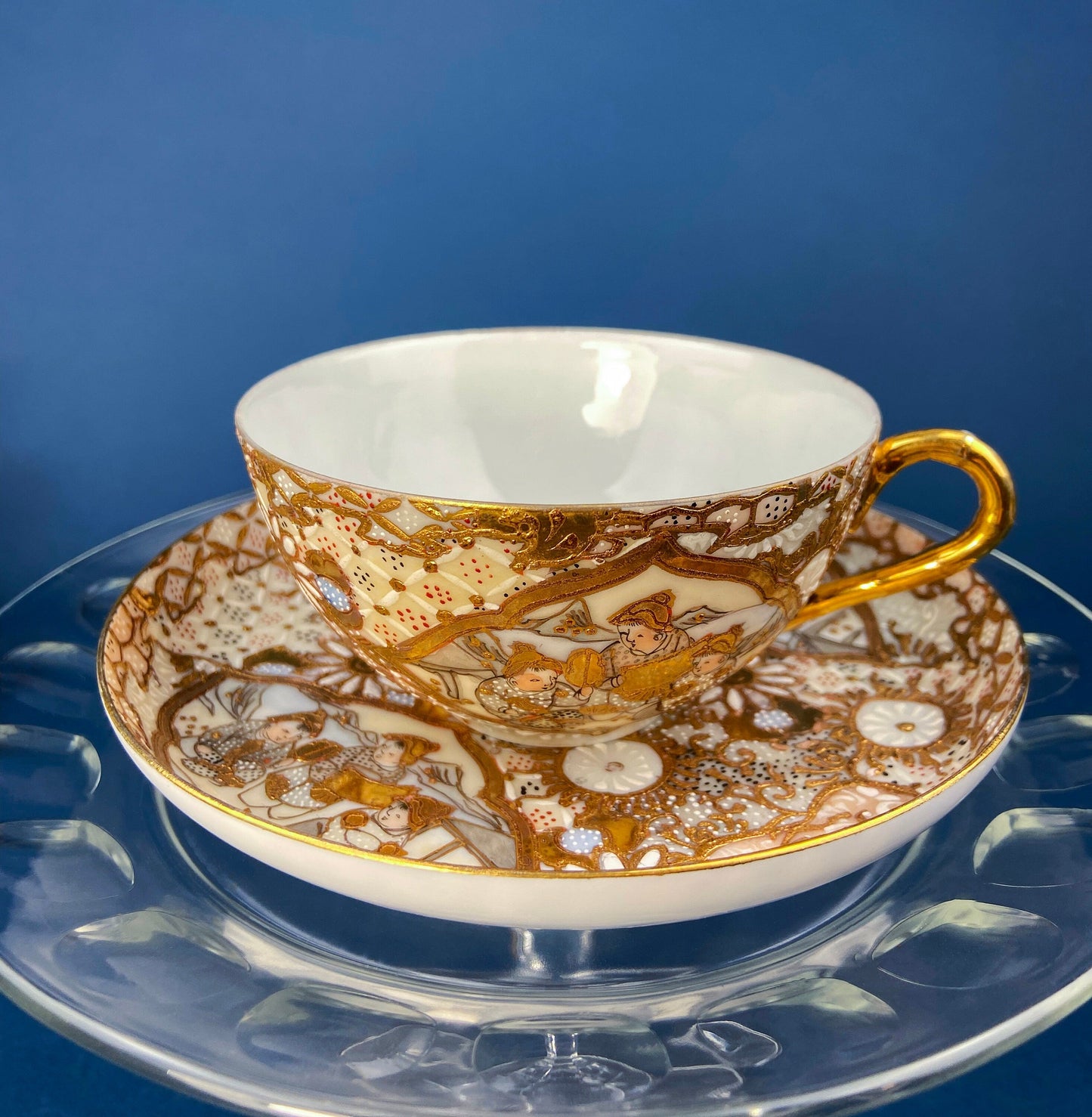 Antique Japanese Moriage Tea Service: Six Settings