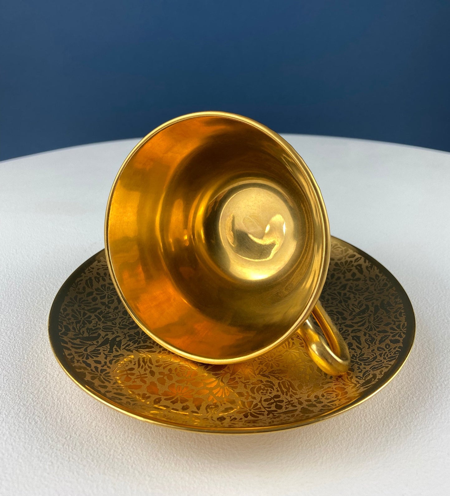 Wheeling Gold Cup and Saucer with Hutschenreuther Plate