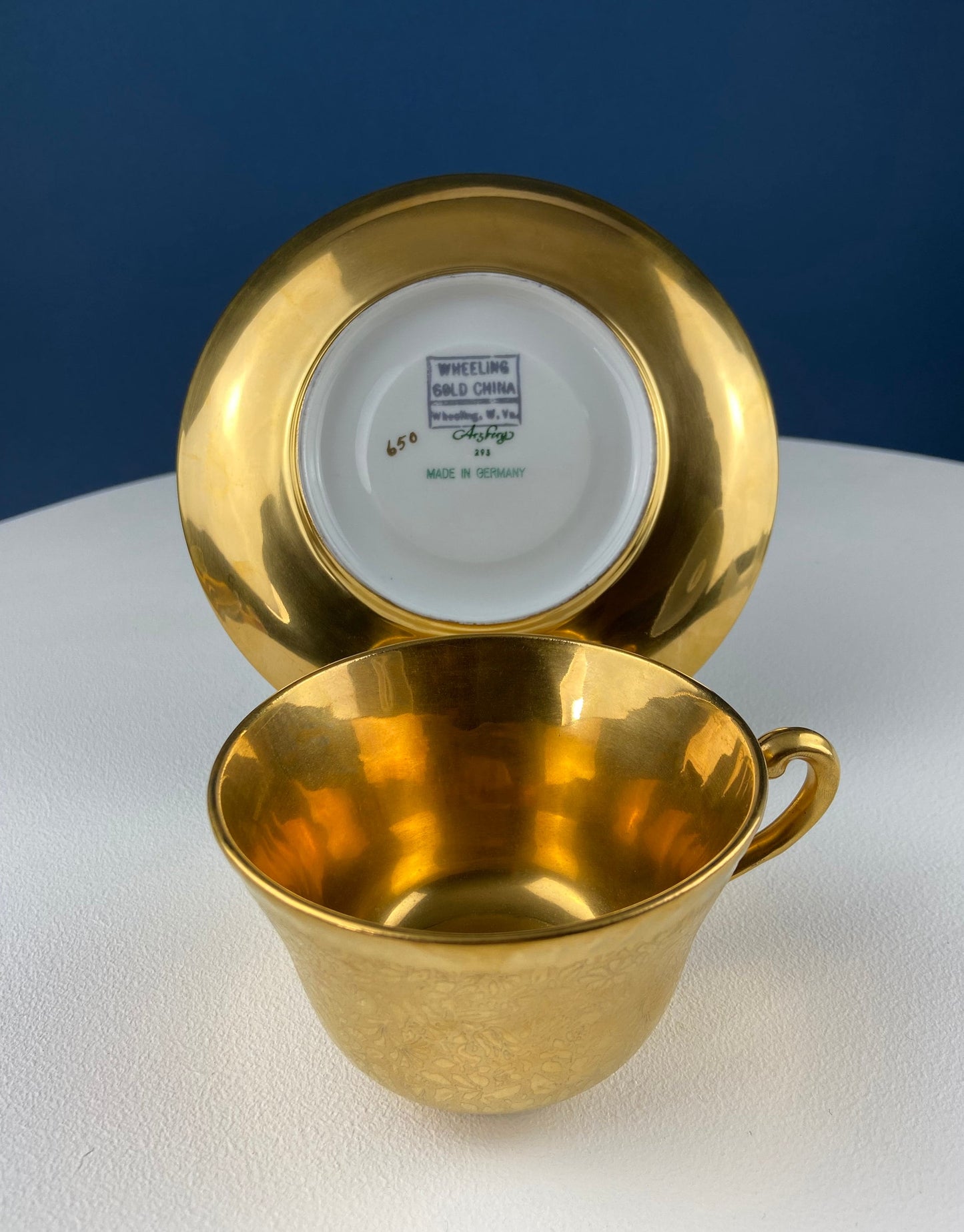 Wheeling Gold Cup and Saucer with Hutschenreuther Plate