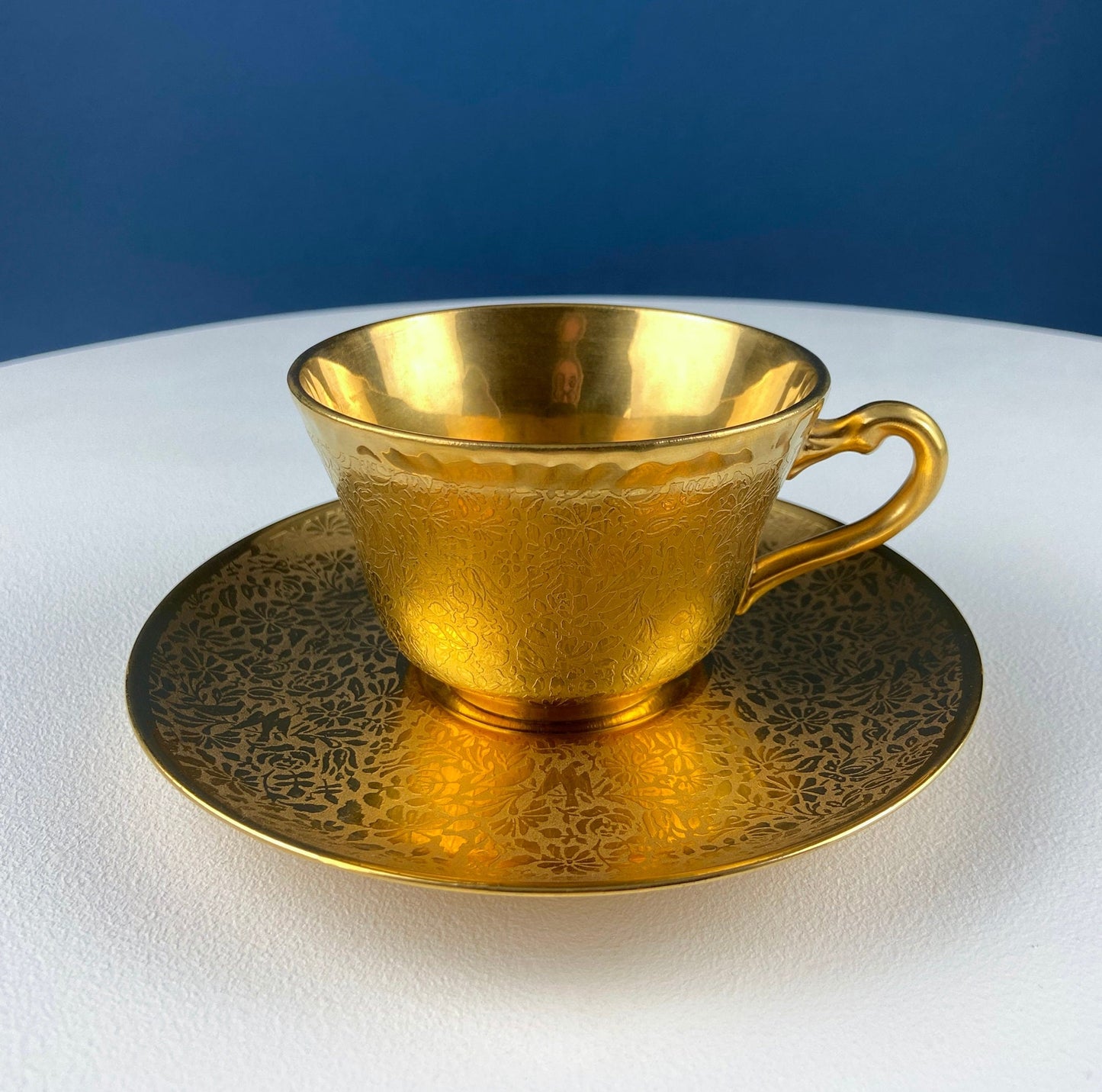 Wheeling Gold Cup and Saucer with Hutschenreuther Plate