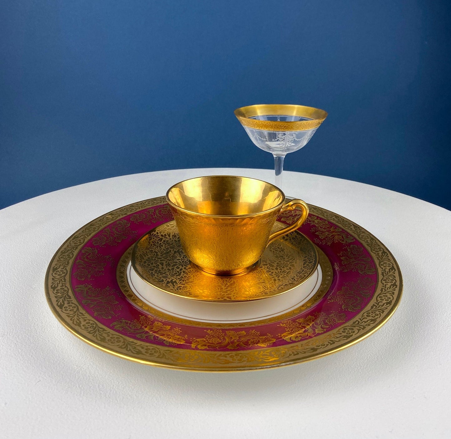 Wheeling Gold Cup and Saucer with Hutschenreuther Plate