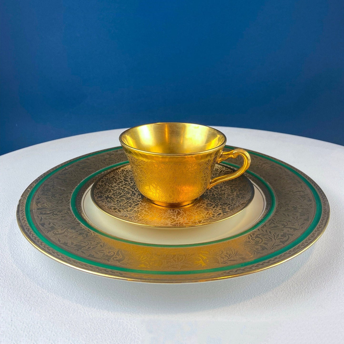 Wheeling Gold Cup and Saucer with Hutschenreuther Plate
