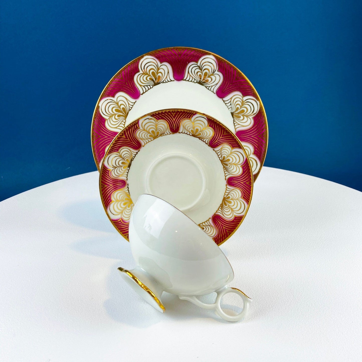 Elgenbein Bavarian Tea Trio — Crimson and Gold