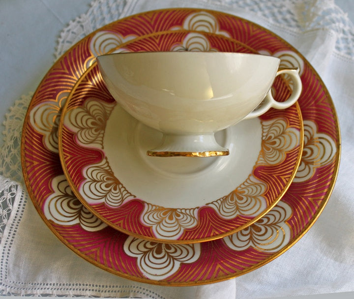 Elgenbein Bavarian Tea Trio — Crimson and Gold