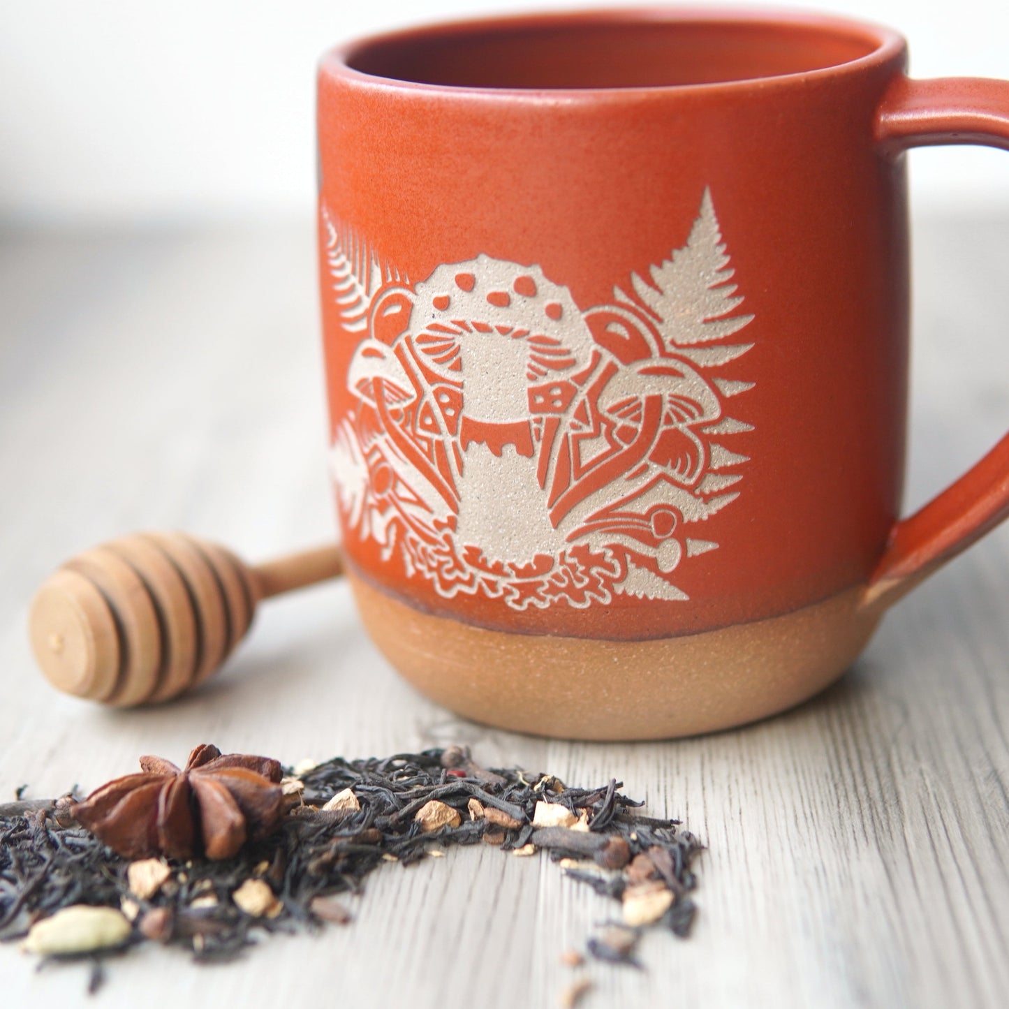 Mushrooms and Ferns Mug, Farmhouse Style