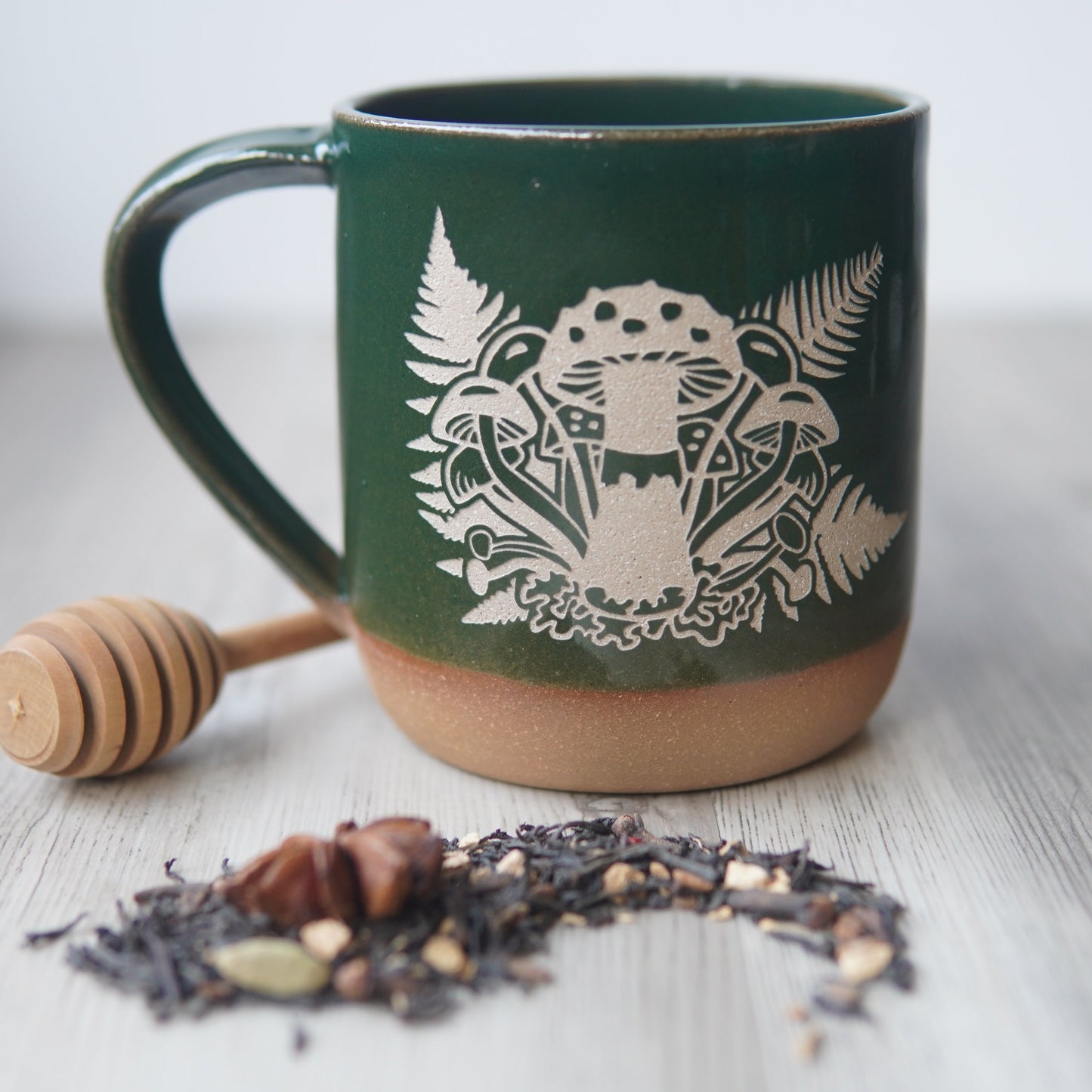 Mushrooms and Ferns Mug, Farmhouse Style