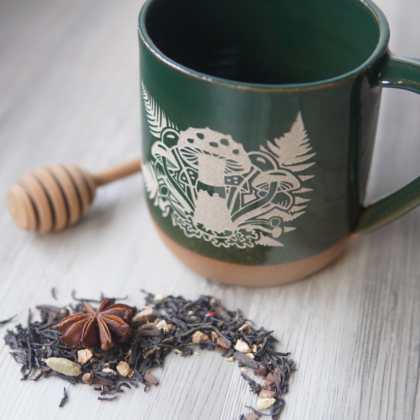 Mushrooms and Ferns Mug, Farmhouse Style